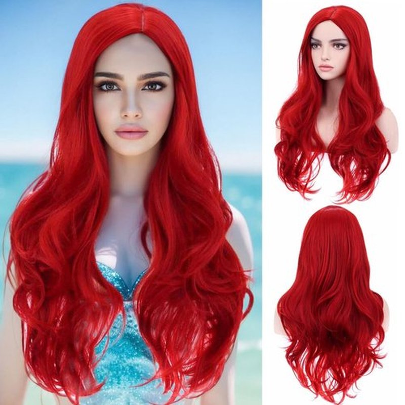 BERON 27 Inches Red Wig Long Wavy Wig Red Wigs for Women Long Curly Wig Red Wigs for Cosplay Party Wig Cap Included