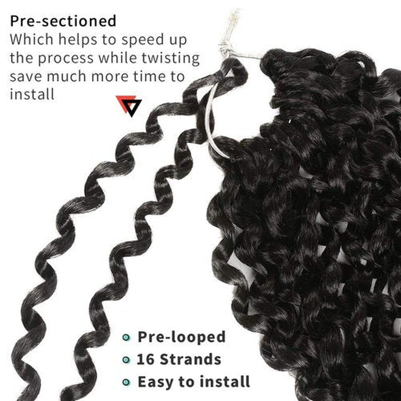 Pelokaa Passion Twist Hair - 14 Inch 7packs Natural Black Water Wave Crochet Braids Synthetic Braiding Hair Extensions (14 Inch 7Packs, 1B)