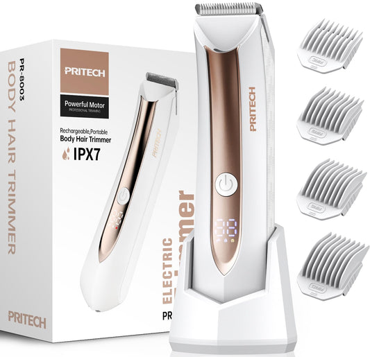 Bikini Trimmer for Women, Compact Electric Razors for Women, Rechargeable Public Hair Trimmer Shaver for Lady Smooth Skin Wet & Dry Use Ladies Body Grooming in Legs, Arms, Armpits & Bikini Area, White