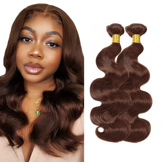 4 Bundles Chocolate Brown Human Hair Bundles 12 12 inch 2 Bundles Brown Body Wave Bundles Dark Brown Body Wave Bundles Human Hair Extensions