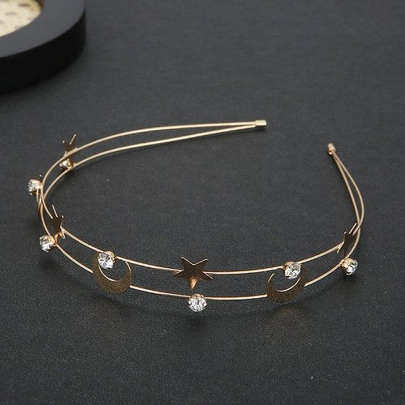 Beaupretty 3pcs Head Retro Accessories Metal and Design Star Decorative Headband Headbands Multi Party for Bridal Headband, Girl Tiara Shaped Wire Hair Women Wedding Hairbands Moon