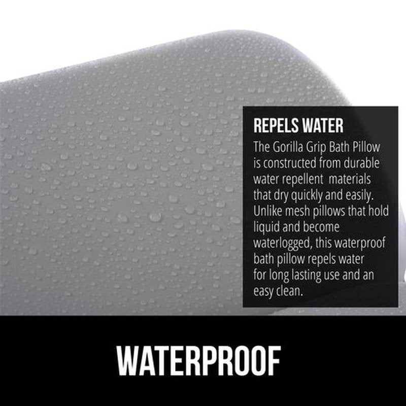 Gorilla Grip Bath Pillow for Tub, Improved Suction Cups, Luxury Bathtub Pillows, Headrest for Neck and Back Support, Relaxing Home Spa, Hot Tub and Bathroom Essentials, Gifts for Women, 2 Panel Gray