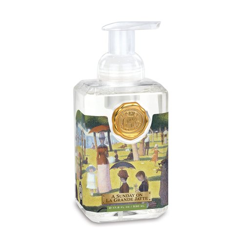 Michel Design Works Foaming Hand Soap 17.8oz, A Sunday on La Grande Jatte Scent and Design, Shea Butter and Aloe Vera Blend, Beautiful Square Container with Pump