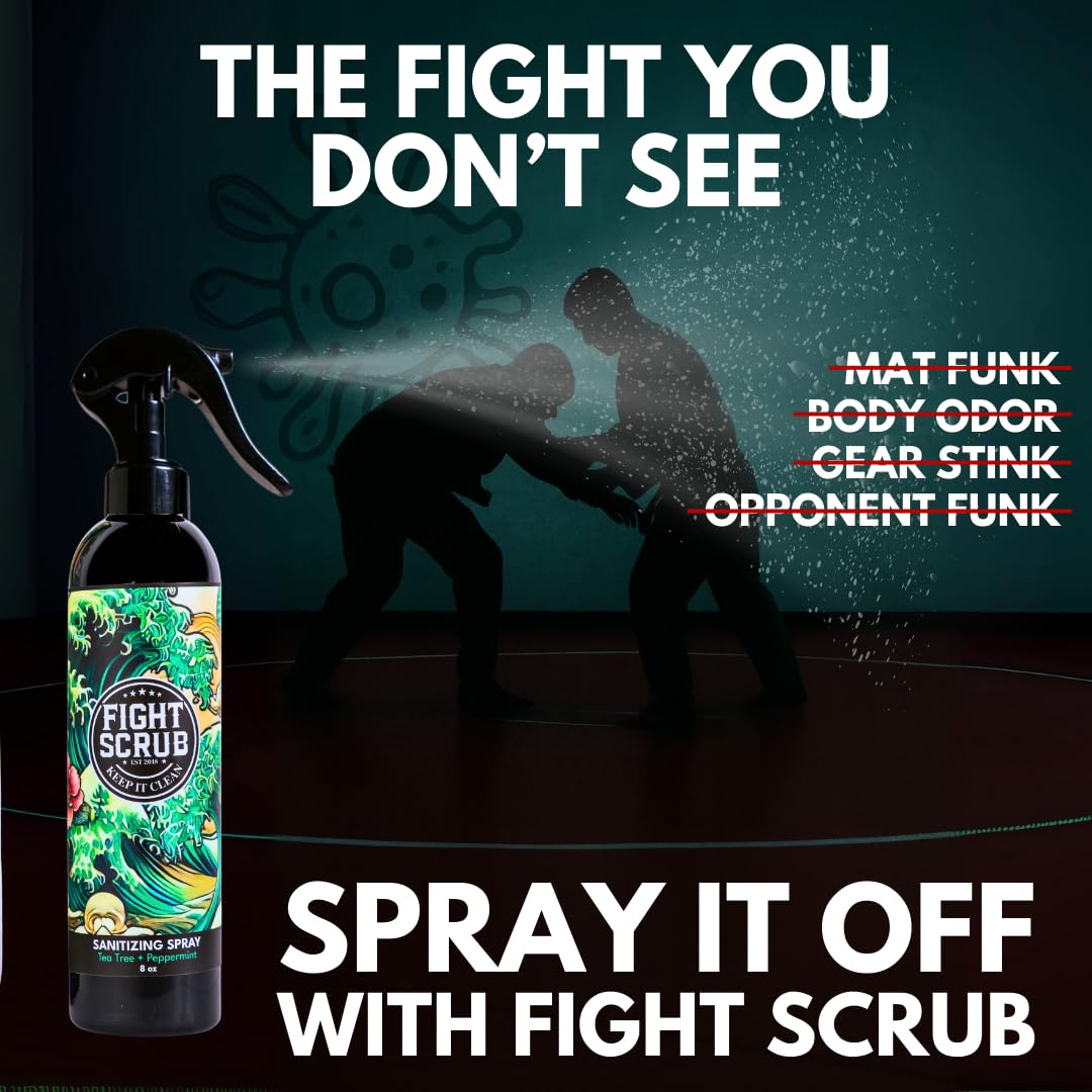 Post-Training Body & Gear Spray for Athletes – Witch Hazel Formula – Combat Sports Hygiene for BJJ, Wrestling, MMA – Deodorizes Skin & Equipment – 8oz (Peppermint + Tea Tree)