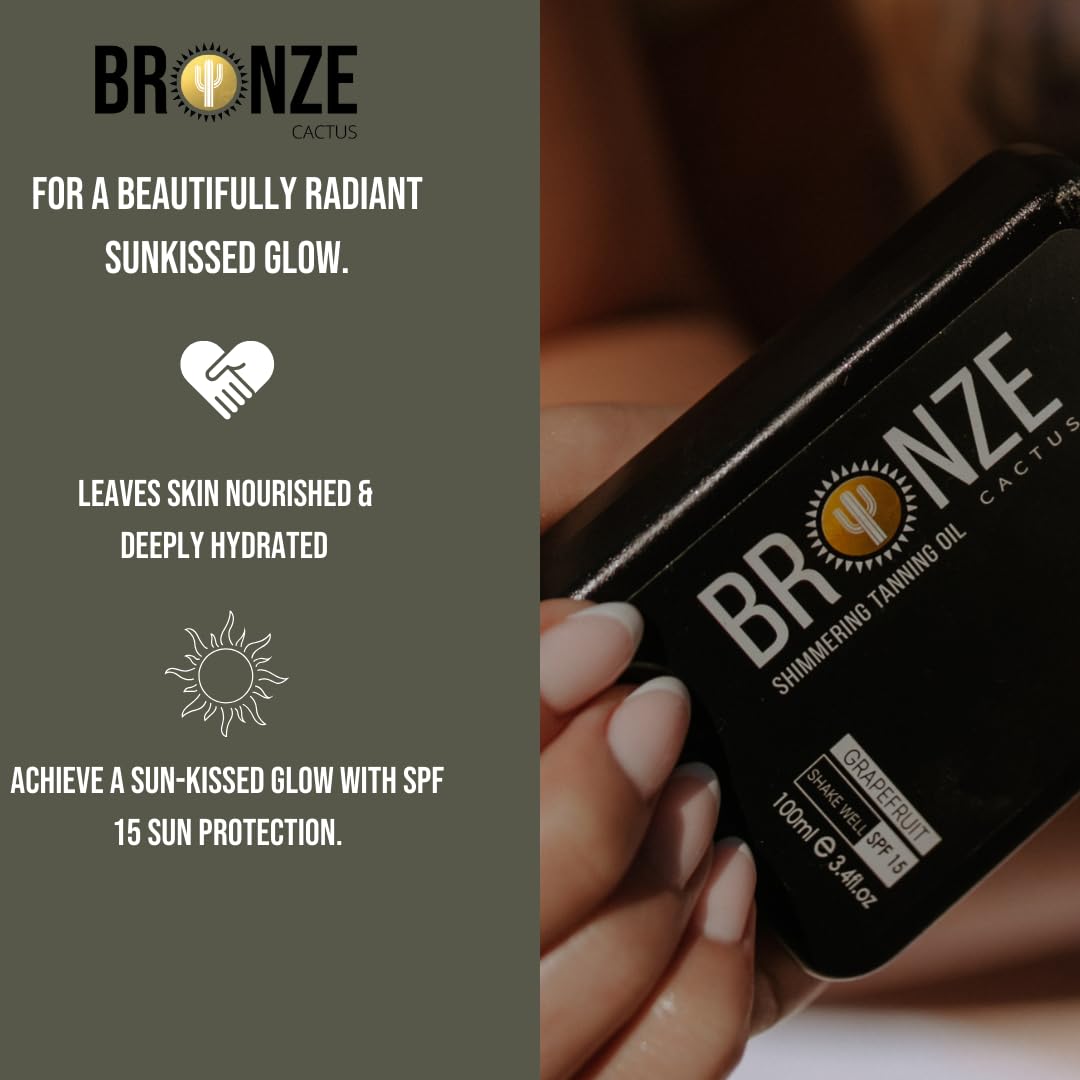 Bronze Cactus Grapefruit Tanning Oil SPF 15, 3.4 fl oz