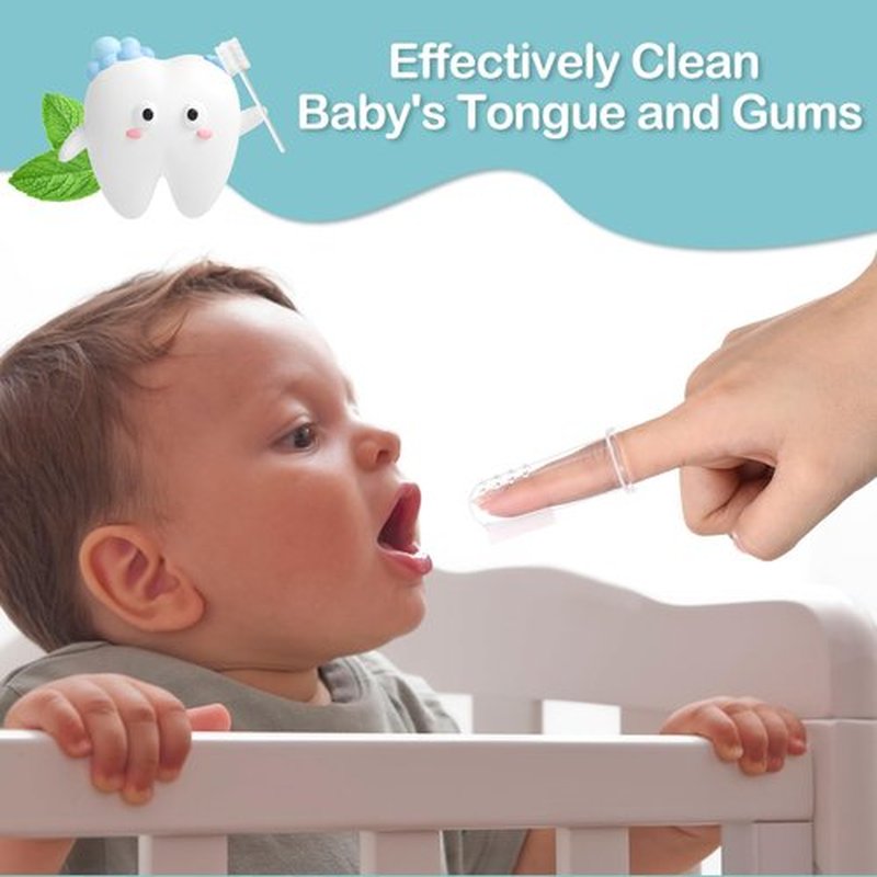 Singhoow 200 Pieces Baby Tongue Cleaner Disposable Infant Oral Cleaner with 4 Pieces Finger Toothbrush Soft Gauze Baby Mouth Cleaner Newborn for Tooth Mouth Gum Dental Care(Blue)