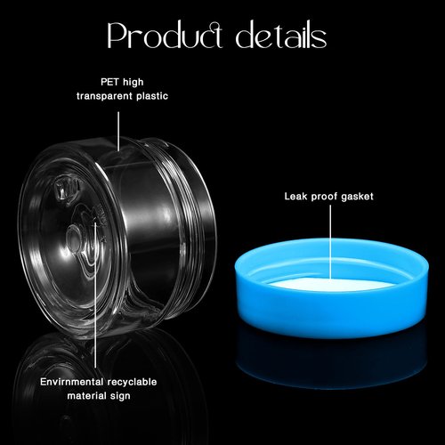 Patelai 4 Pieces Round Clear Wide-mouth Leak Proof Plastic Container Jars with Lids for Travel Storage Makeup Beauty Products Face Creams Oils Salves Ointments DIY Making or Others (Blue,1 Ounce)