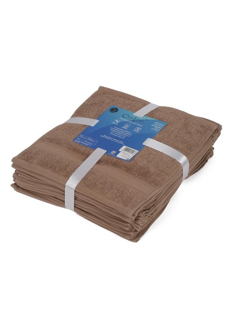 Casa Lino 24 Pack Wash Cloths Set, (12" X12) 100% Cotton wash Cloths, wash Cloths for Your face and Body, Highly Absorbent & fingertip Soft wash Cloths for Your face and Body, Brown