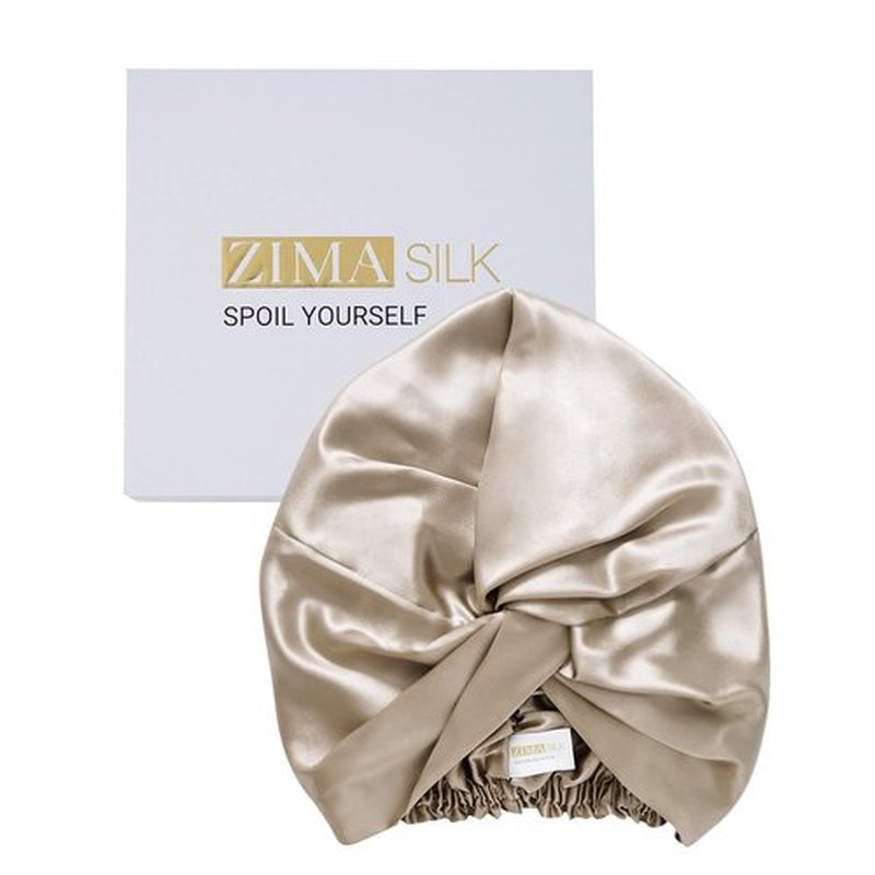 ZIMASILK 22 Momme 100% Mulberry Silk Sleep Cap for Women Hair Care,Natural Silk Night Bonnet with Elastic Stay On Head (One Size, Taupe)