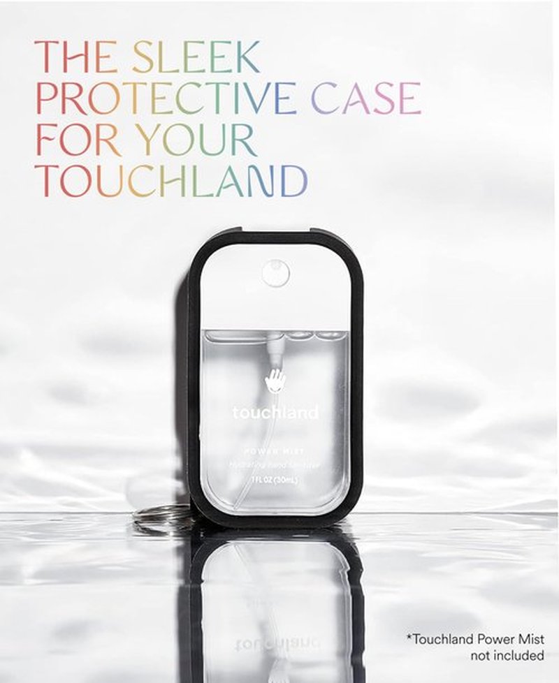 Touchland Mist Case for Power Mist and Glow Mist (1FL OZ), Protective and Stylish Hand Sanitizer Spray Accessory, Silicone Case with Keyring, Jet Black