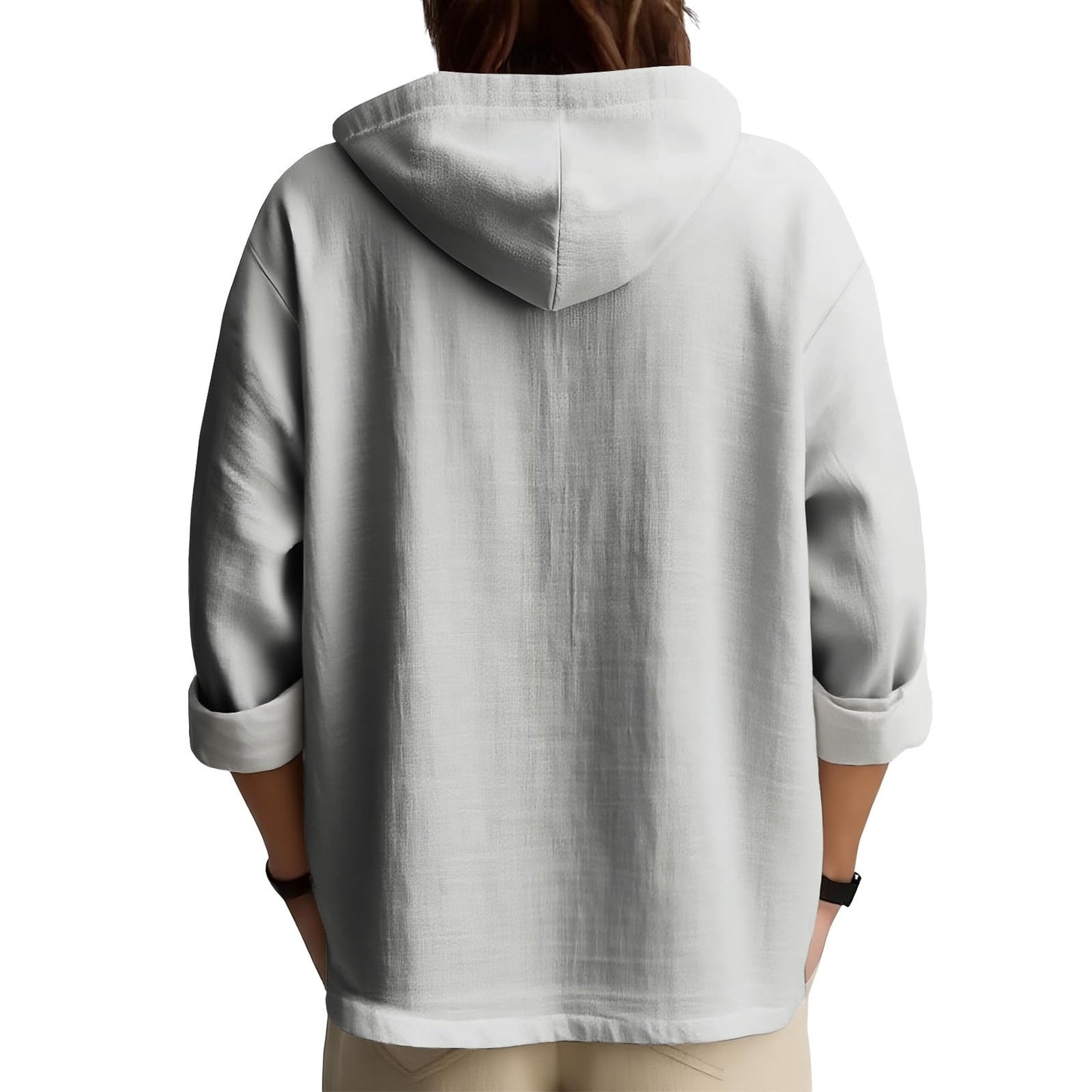 LOAIHA Men's Ink Wash Sweatshirt Long Sleeves Button Down Pullover Vintage Printed Oversized Casual Hooded Sweatshirts