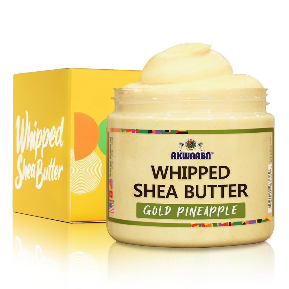 AKWAABA Whipped Shea Butter (Gold Pine) – Nourishes & Moisturizes | Made with Shea Butter | No Dyes & Parabens | 12 oz / 340 g