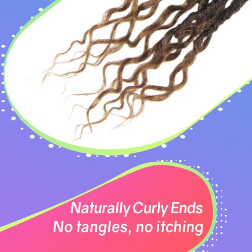 NISEYO NU Soft Locs With Curly Ends 18 Inch 6 Packs, Long Goddess Faux Locs Crochet Hair, T27(Ombre Honey Blonde)
