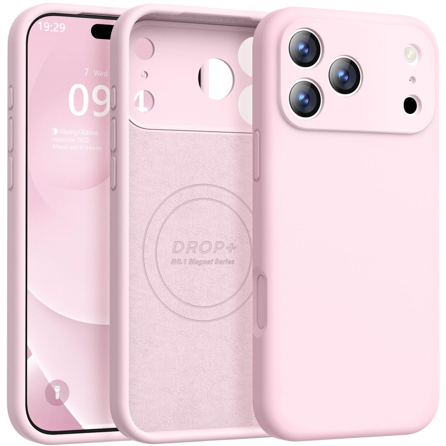 Ktele Magnetic for iPhone 17 Pro Max Case [Compatible with Magsafe] [Premium Silicone Satin-Smooth Touch] Slim Shockproof Anti-Scratch Microfiber Lining Case, 6.9 inch, Chalk Pink