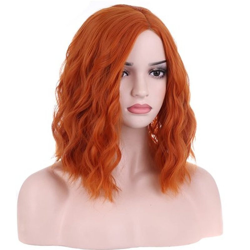 BERON 14 Inches Ginger Wig Short Curly Wig Orange Wig Bob Wig Charming Women Beach Wave Wigs for Cosplay Party Wig Cap Include