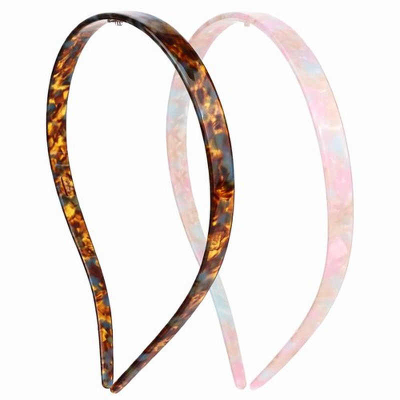 KOVOLITU 2 Pack Eyewear Headbands Comfortable Acetic Acid Headbands for Women Headband Designed for Eyewear Fashion Skinny Headbands(Purple,Brown)