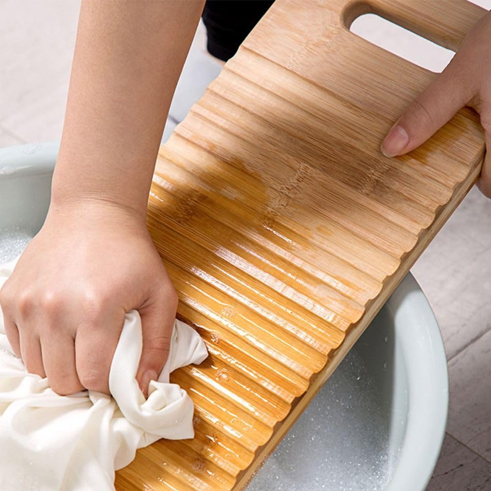Non-Slip Wooden Washboard,Easy to Use,Laundry Cleaning Board with Hanging Hole,Easy to Storage,Durable Scrub Board Washing Board for Laundry Room