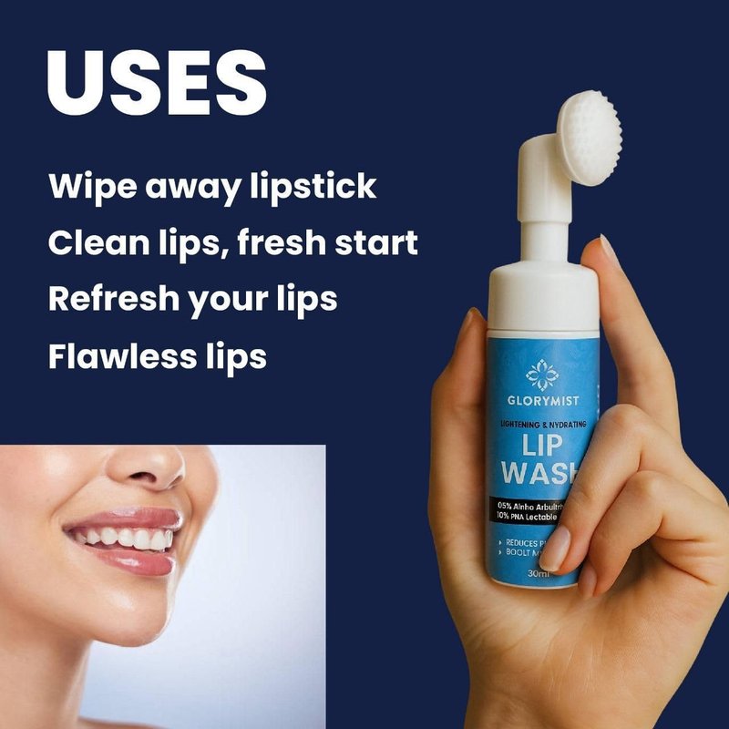 All-In-One Lip Wash & Silicone Brush - Hydrating Foaming Cleanser for Dry, Dark Lips | Daily Care Set (Pack of 2)