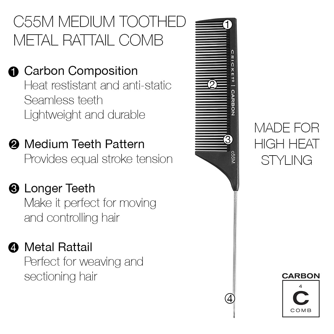 Professional Carbon Comb Set for Hair Styling – Anti-Static, Heat-Resistant, 4-Piece Variety Pack