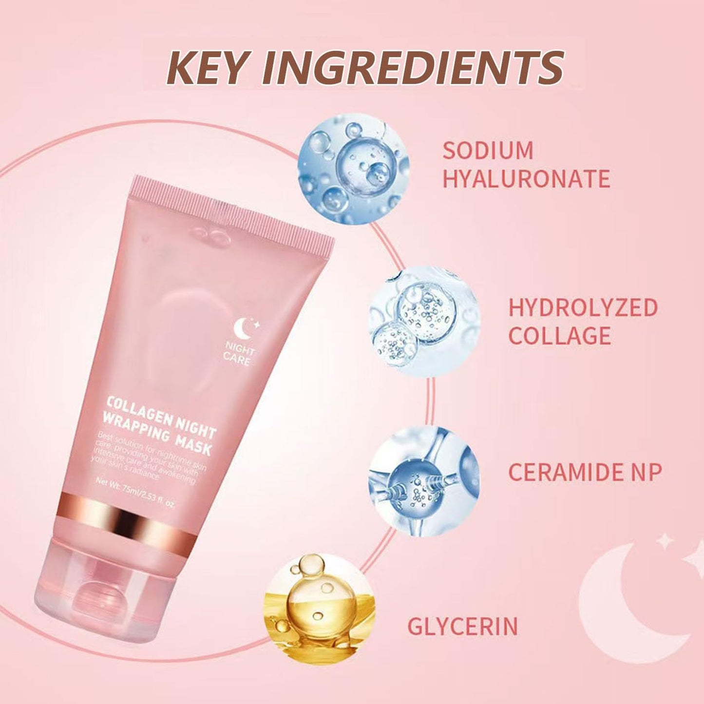 Collagen Face Mask Hydrating Mask Collagen Night Wrapping Peel Off Facial Mask Pack ,Brightening Firmer Appearance Elasticity And Hydration Care, Reduces Sagging And Dullness, Korean Skin Care
