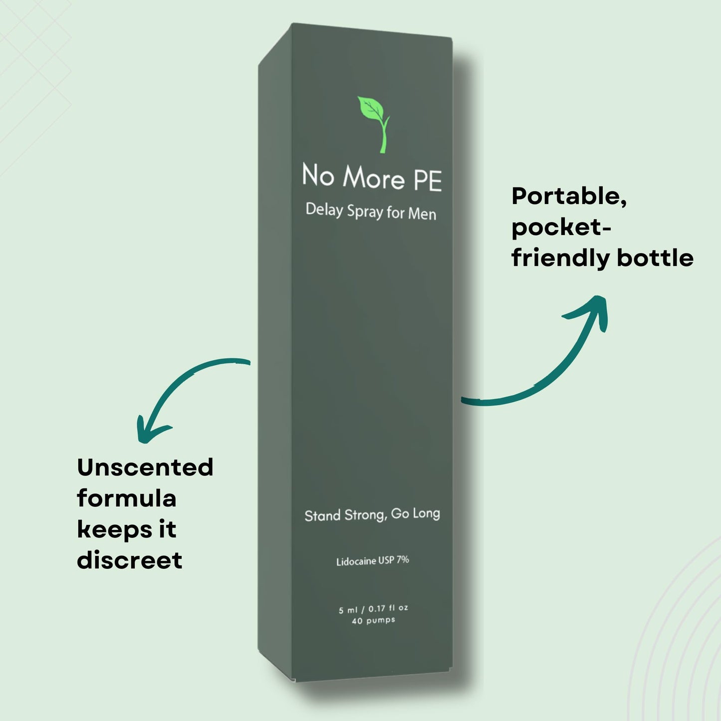 No More PE Desensitizing Delay Spray for Men 5 ml (40 Pumps), Unscented Climax Control Delay Spray with Improved Numbing Effect, Increases Men’s Time in Bed