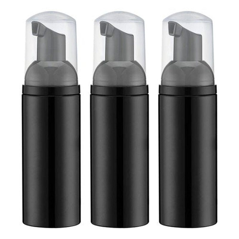 Tekson Soap Foam Bottle (Black Pump), Empty Travel Foaming Lash Shampoo for Cleanser, Dispenser (60ml, 2 fl oz)