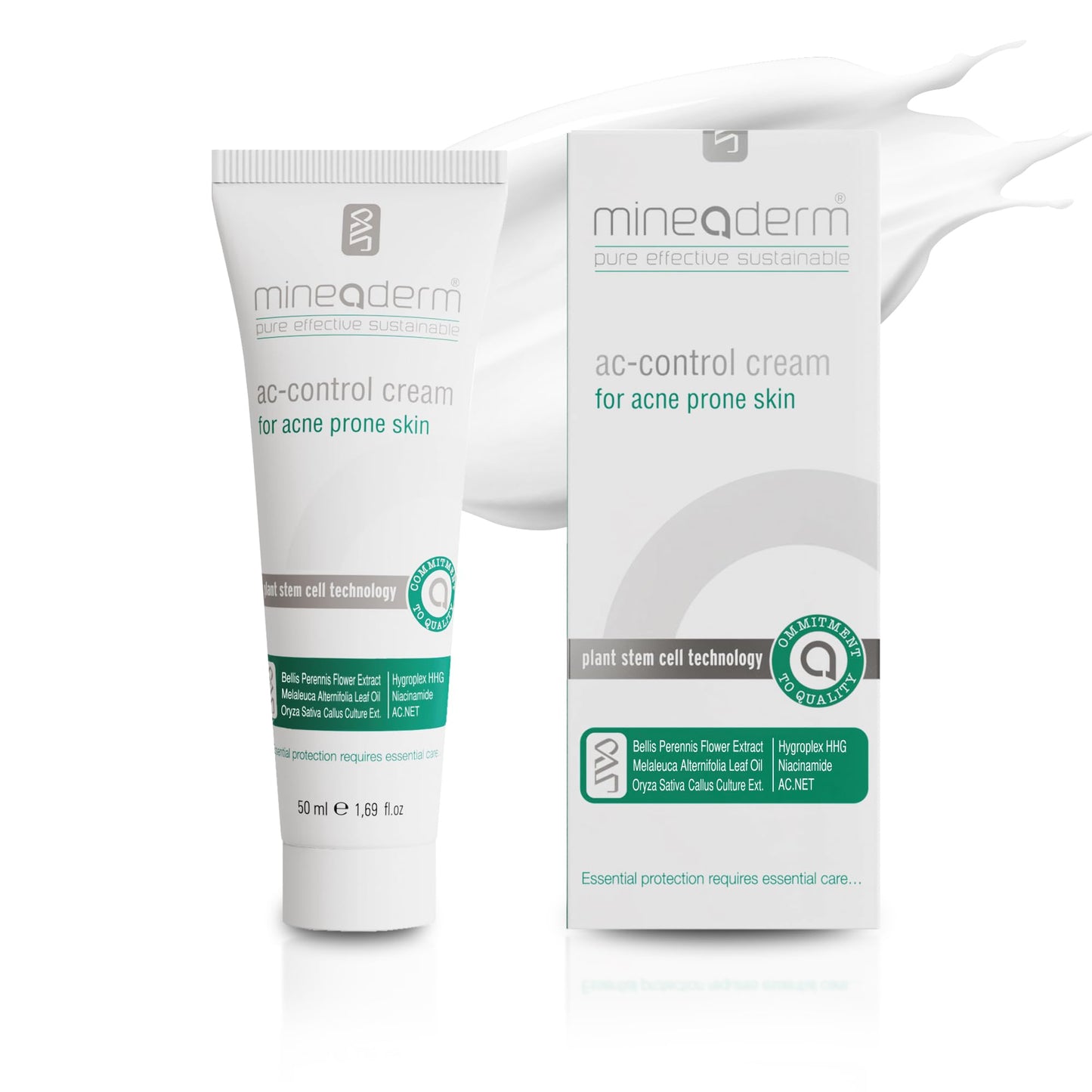 Mineaderm AC Control Face Moisturizer for Oily & Acne-Prone Skin – Mattifying Oil-Control Cream with Tea Tree Oil, Niacinamide & AC.NET – Vegan, Dermatologically Tested, Non-Greasy, 1.69 fl oz