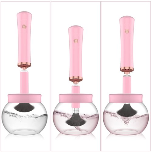 Makeup Brush Cleaner Dryer, Neeyer Super-Fast Electric Brush Cleaner Machine Automatic Brush Cleaner Spinner Pink color…