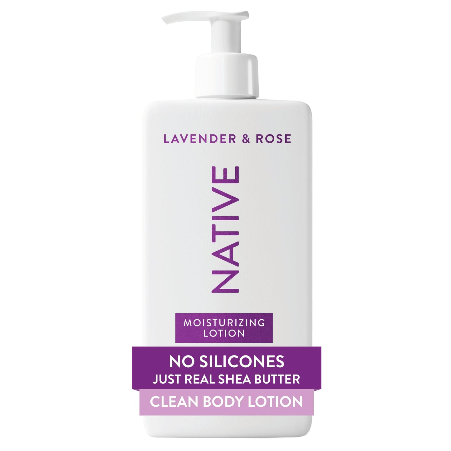 Native Body Lotion, Lavender & Rose, 48-Hour Hydration for Dry & Sensitive Skin, Made with Plant-Based Moisturizers like Shea Butter, Silicone & Paraben Free, 16.5 fl oz