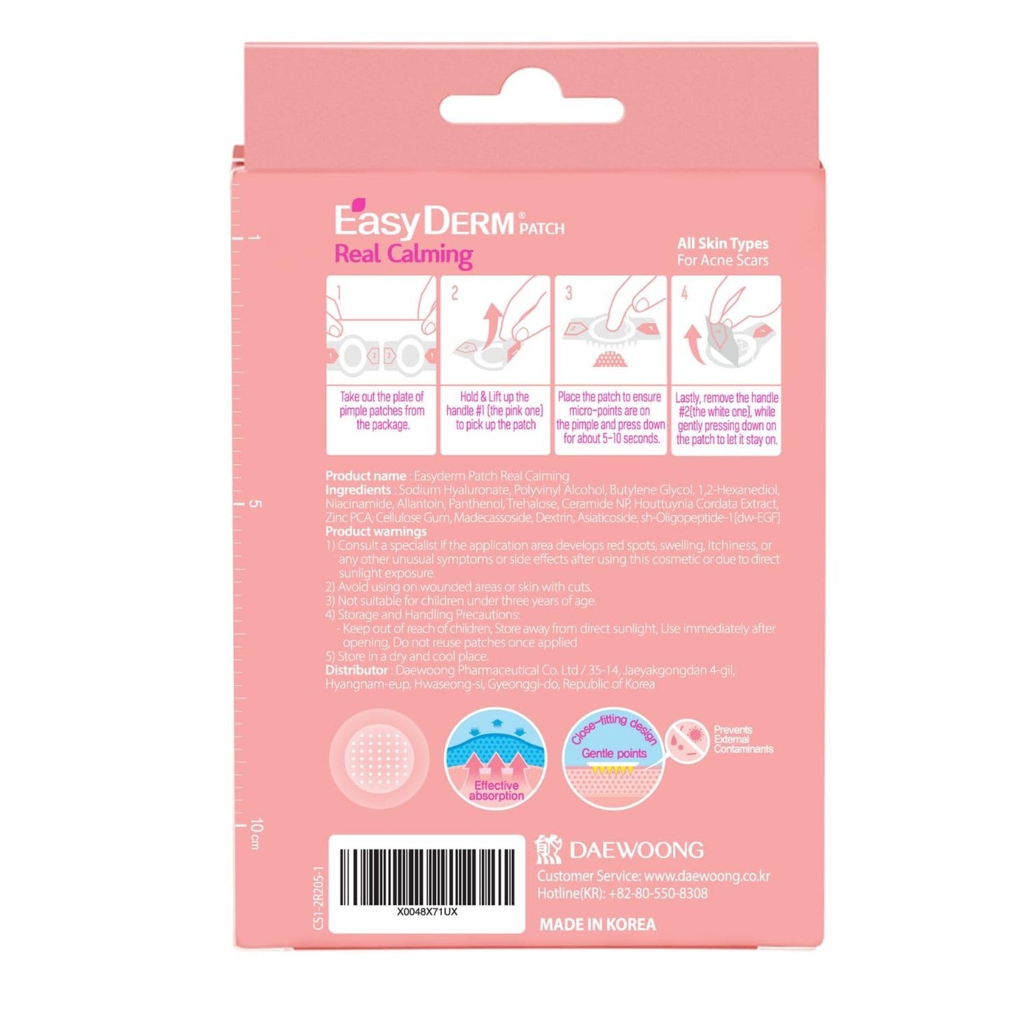 Easyderm Real Calming Patch Microdart Pimple Patches, Clear Nano Micropoint | Niacinamide, Hyaluronic Acid, EGF Acne Dark Spot Care, K-beauty | 12 Counts Summer & Travel Essentials