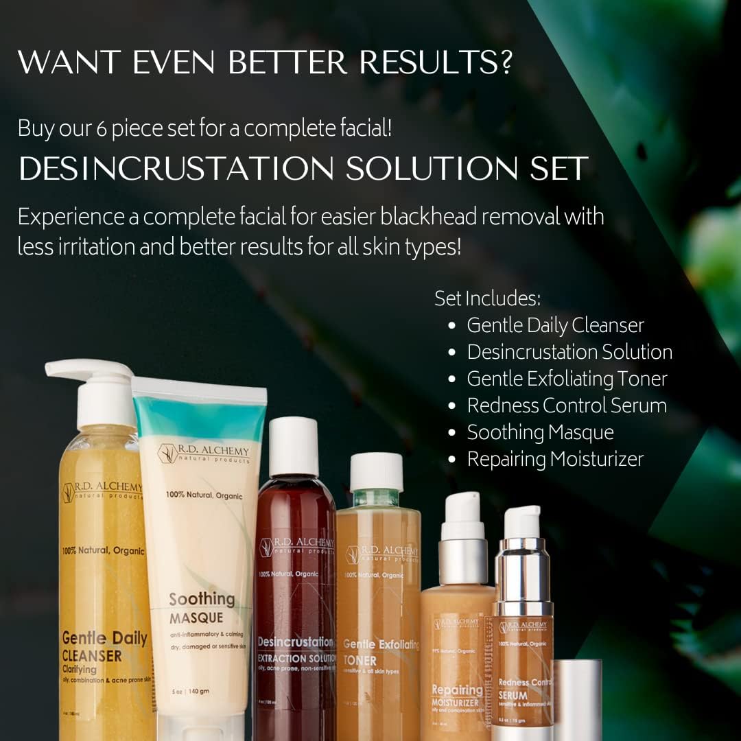 RD Alchemy - Professional Desincrustation Solution - Scaling Fluid Blackhead Remover + 5 Pack Disposable Spa Headbands. Estheticians, Spa & Home Use.