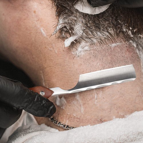 Straight Razor with Strope - Professional Straight Edge Barber Razor Premium Stainless Steel Shaver Razor with Shaving Strop for Men Home & Salon Grooming Using (NO.161)