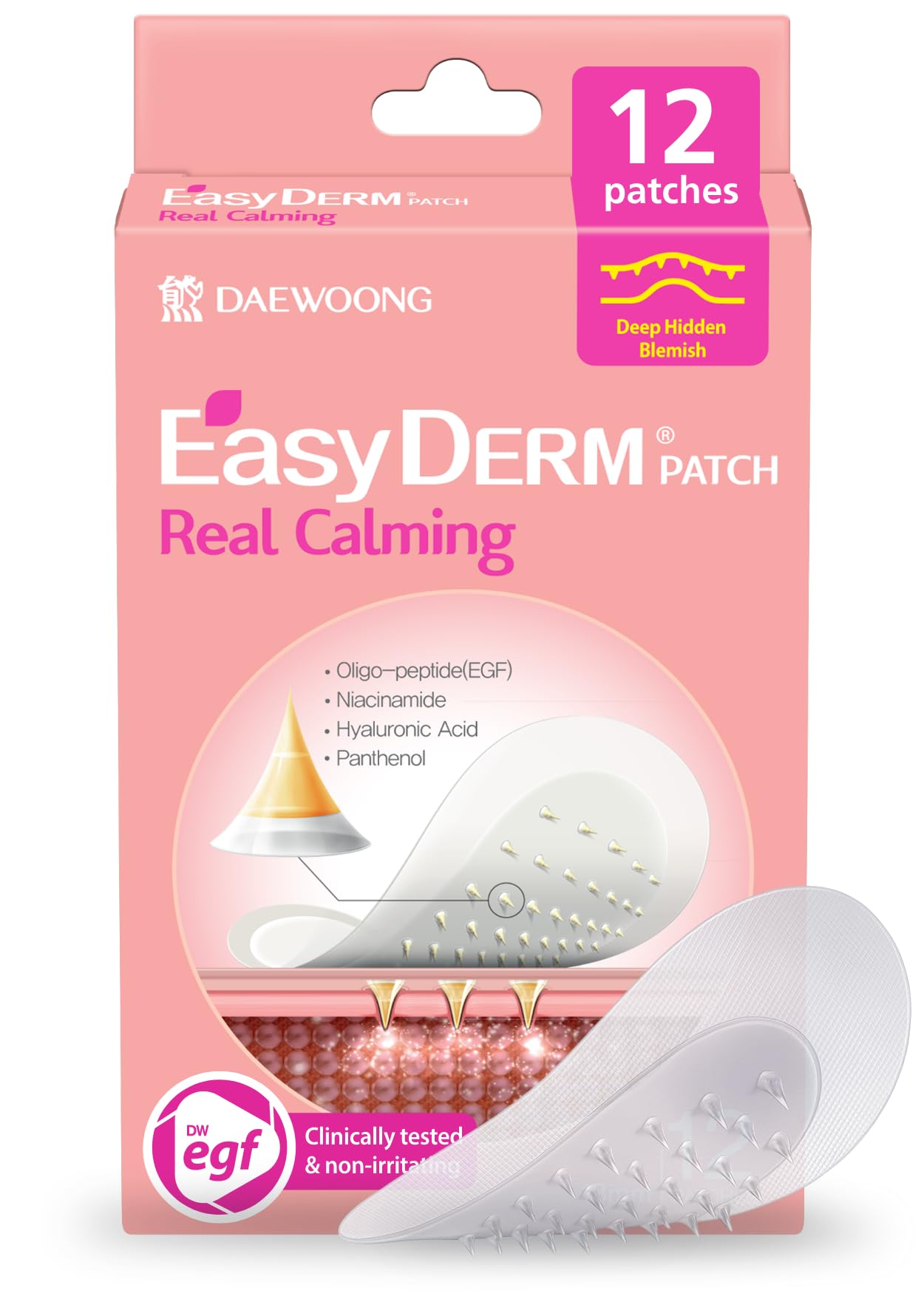 Easyderm Real Calming Patch Microdart Pimple Patches, Clear Nano Micropoint | Niacinamide, Hyaluronic Acid, EGF Acne Dark Spot Care, K-beauty | 12 Counts Summer & Travel Essentials