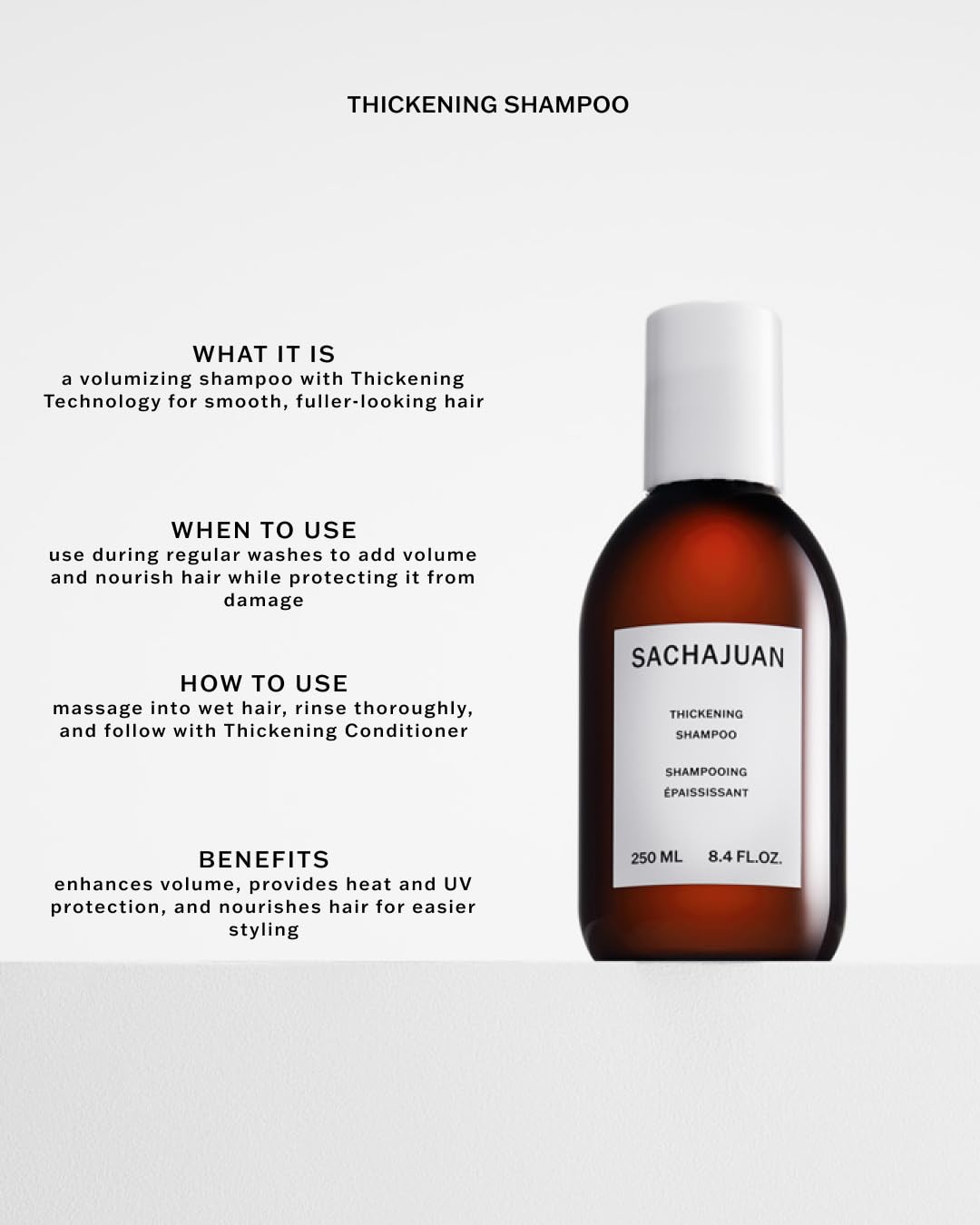 SACHAJUAN Thickening Shampoo | Volumizing Shampoo for Fine & Thin Hair | Adds Fullness, Thickness & Elasticity | With Heat & UV Protection | Thickening Technology | Paraben-Free | 8.4 oz