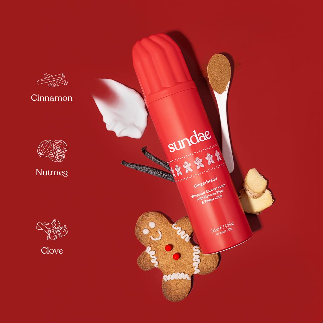 sundae Limited Edition Gingerbread Whipped Body Wash Shower Foam with Kakadu Plum & Finger Lime 8.9 fl oz, 265ml