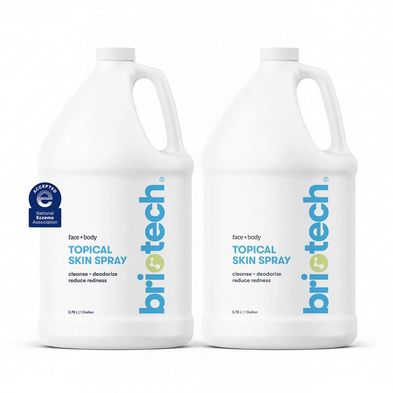 BRIOTECH Topical Skin Spray, Hypochlorous Acid for Sensitive Skin, HOCl Facial Mist, Full Body Support Against Irritation, Calm Redness, Soothe Foot & Scalp, 1 Gallon Refill (2 Pack)