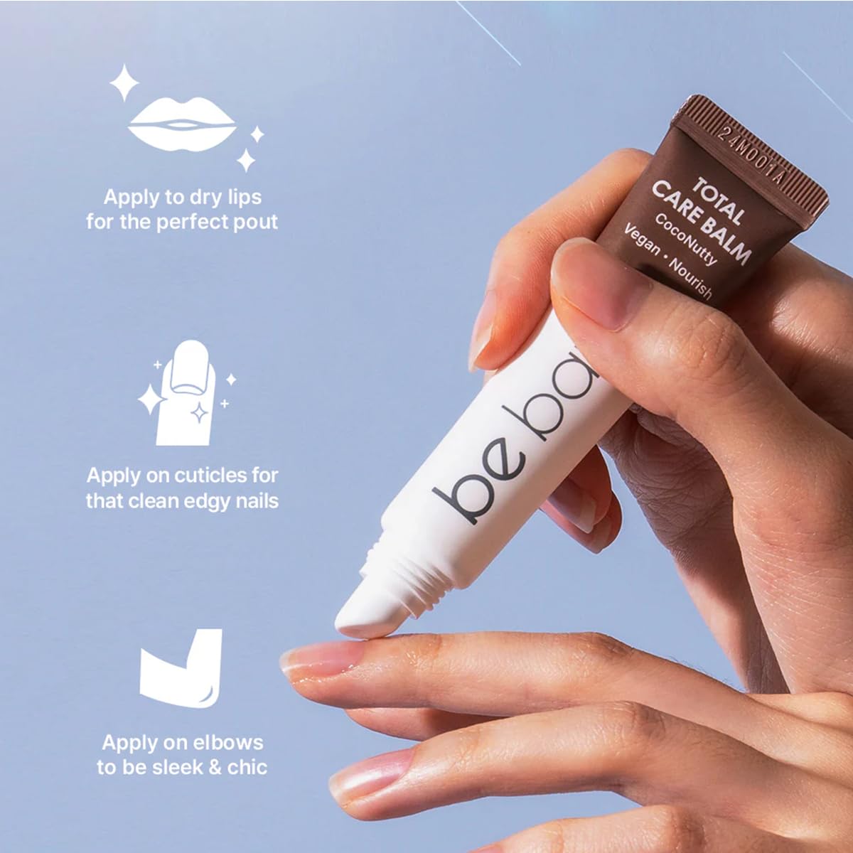 Naisture Be Bare Total Care Balm Variety Pack - Berry Burst, Peachy Pleasure, CocoNutty Nourishing Multi-Balm with Vitamin E for Moisturizing Lips, Nails, Elbows and Dry Skin (3 pc)