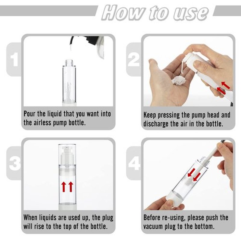 IFDGCTK 0.5OZ/15ML Clear Airless Pump Bottles, Lotion Dispenser Travel with Pump, Vacuum Plastic Travel Size Lotion Bottle for Foundation, Creams, Cosmetic(6 Pack)