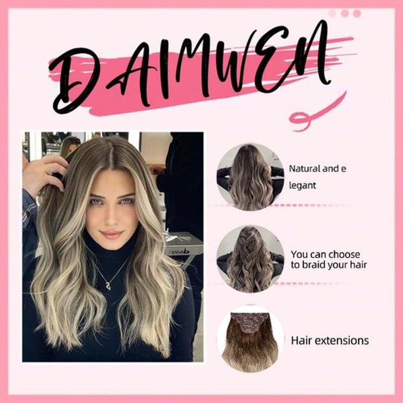 DAIMWEN Hair Extensions Long Curly Hair for Women Wavy Clip in Hair Extensions 4 Piece Set 20 Inch Synthetic Hair (Blonde Bayalage)