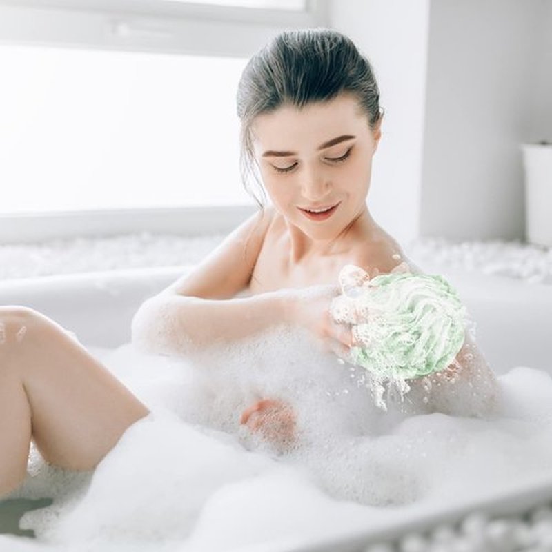 Fu Store Bath Sponges Shower Loofahs 50g Mesh Balls Sponge for Body Wash Bathroom Men Women - 4 Pack Scrubber Cleaning Loofah (50g Multi Color)
