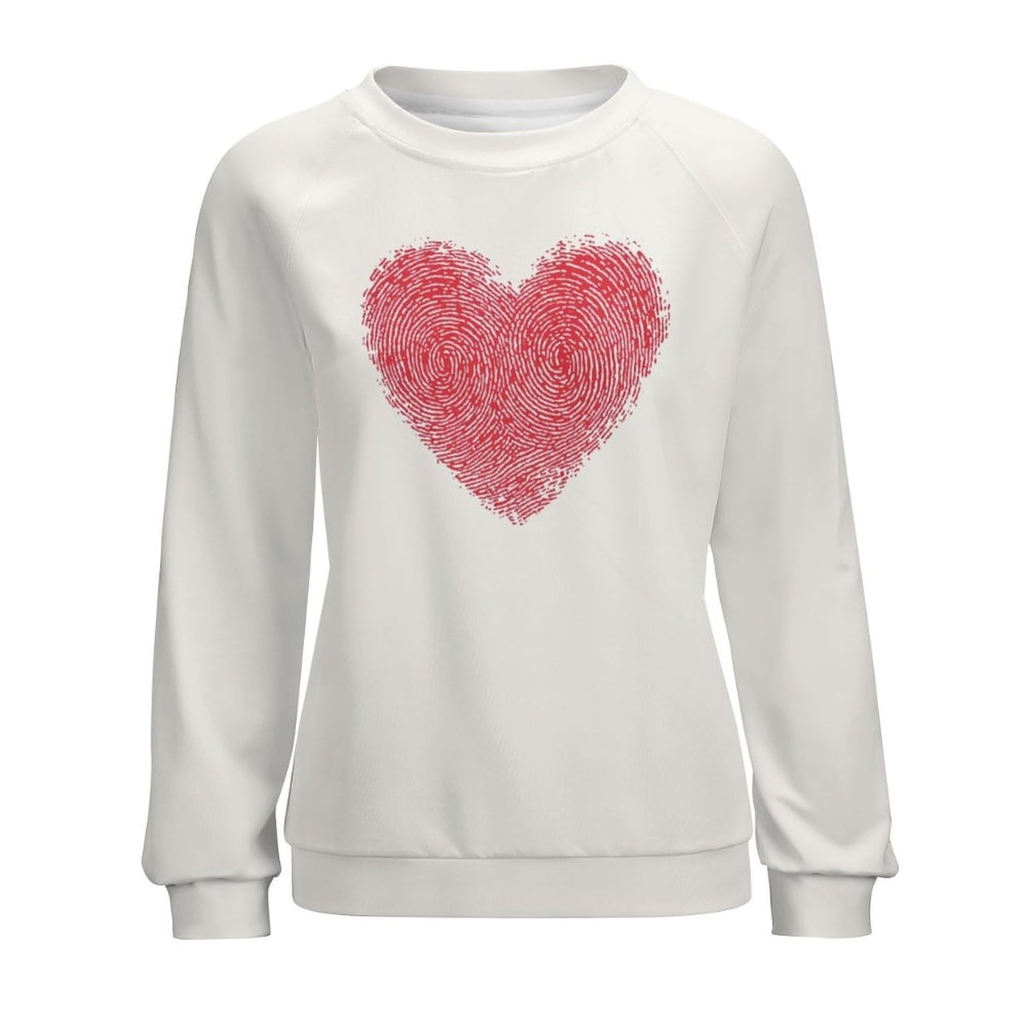 Valentines Shirts for Women Plus Size Long Sleeve Pullover White Valentines Sweater Fingerprint Red Heart Heart-Shaped Pattern Casual Graphic Crewneck Valentines Day Sweatshirt Blouses Tops,3XL