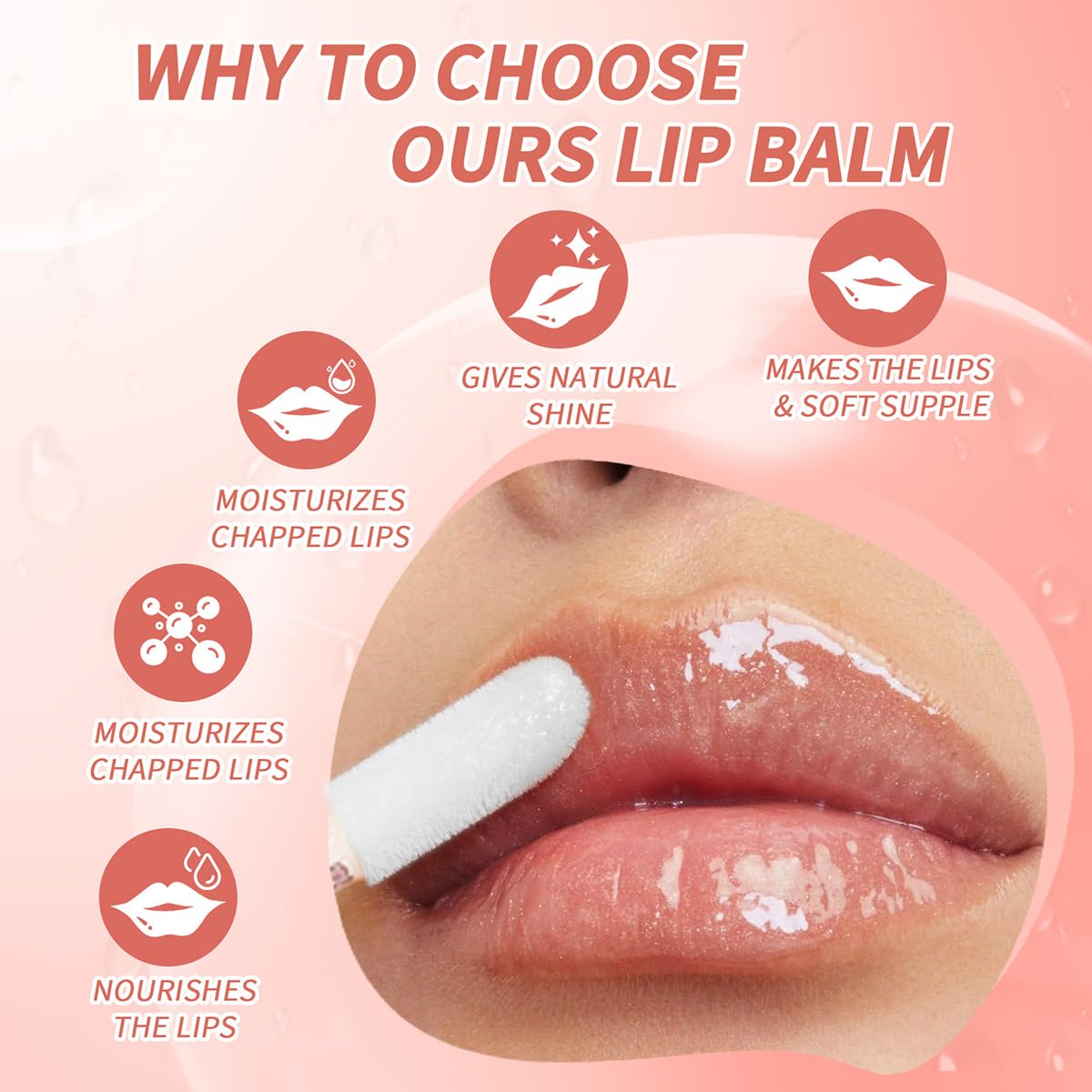 2 PCS Moisturizing Honey Pot Lip Oil Lip Gloss Lip Balm, Moisturizing Propolis Sleeping Lip Mask Hydrating & Prevention Dry, Winter Lip Care Products(Peach+Honey)