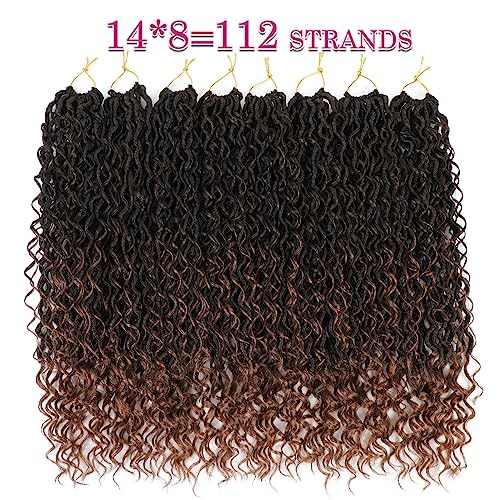 8 Packs Goddess Faux Locs Crochet Hair for Black Women, Goddess Locs Crochet Hair, Boho Style Locs, River Hair with Curly Ends (18Inch, T30#, 8Packs)