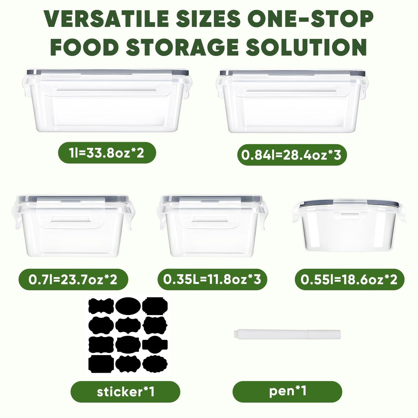 AGNDTXR 24-Piece Food Storage Containers, Leakproof Airtight