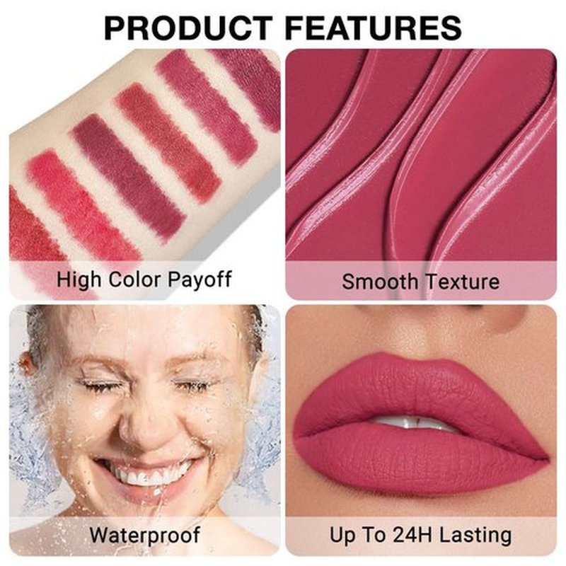 lip liner pencils, Modern Classic Lip Liner, Lip Liner Pigmented Vegan Matte, Lasting Finish Lip Liner, Luxurious Creamy Long Lasting Lip Liner, Prevents Feathering and Fading (08#Bean Paste Red, 1)