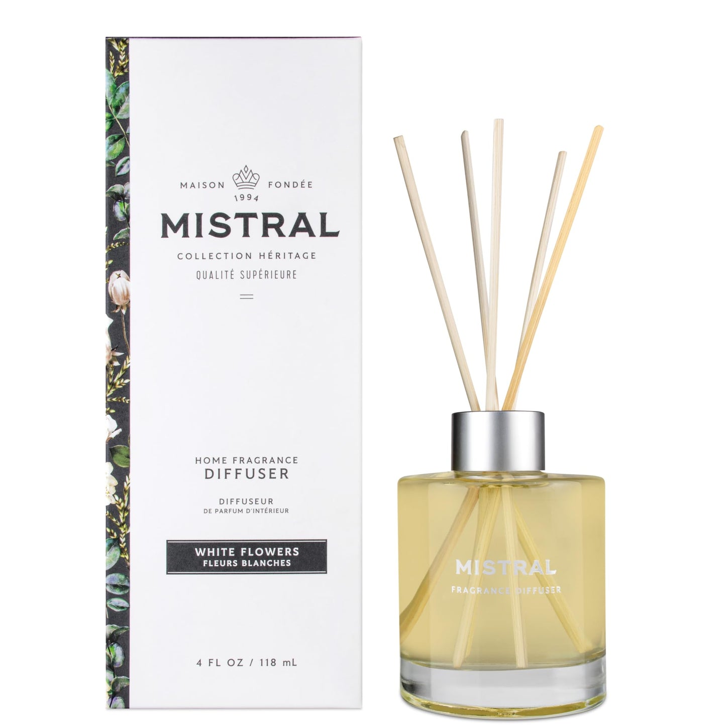 Mistral Heritage Collection Home Fragrance Diffuser, White Flowers, 4 Fl Oz