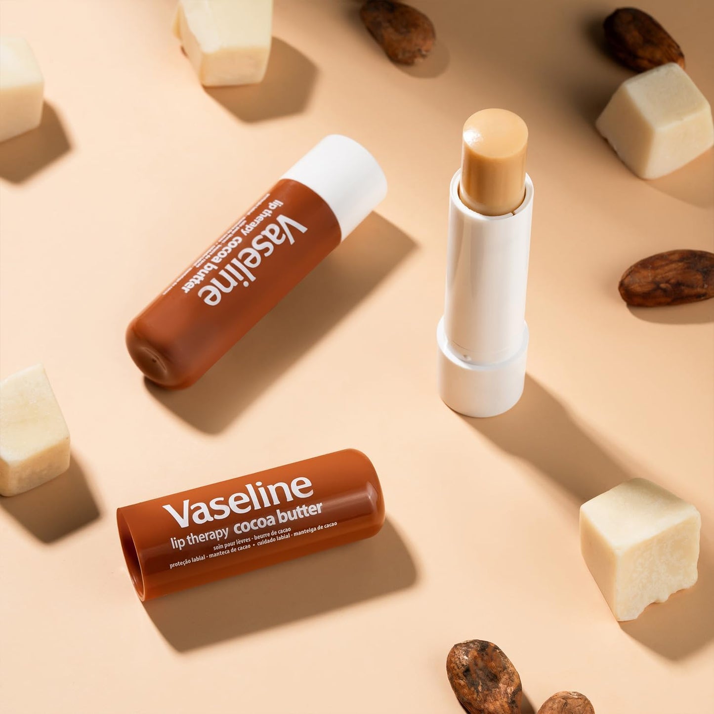 Vaseline Hand Cream 2-Pack – Hydra Replenish Crème with Hyaluronic Acid, Niacinamide & Cocoa Butter for Soft Skin + Cocoa Butter Lip Therapy Tube with Petroleum Jelly