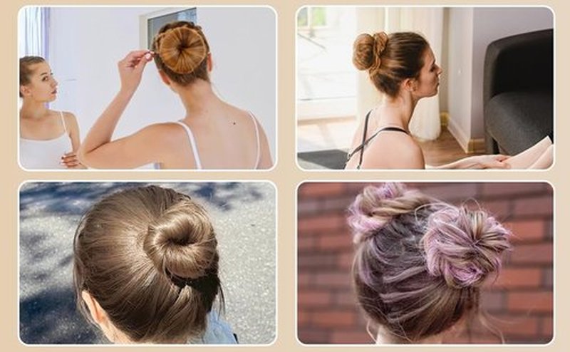 Donut Hair Bun Maker - 4pcs Hair Bun Maker for Kids Easy Ballet and Sock Buns 20pcs Bobby Pins Black