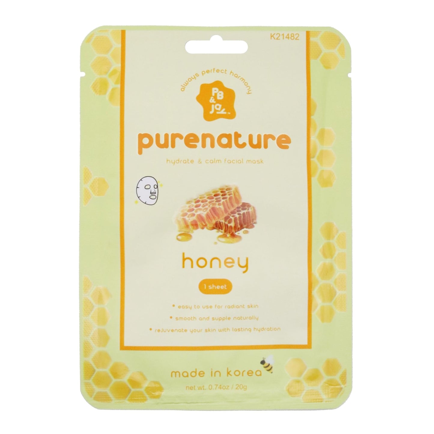 PB & JAY Honey Sheet Mask | Korean Face Mask (1 Count)