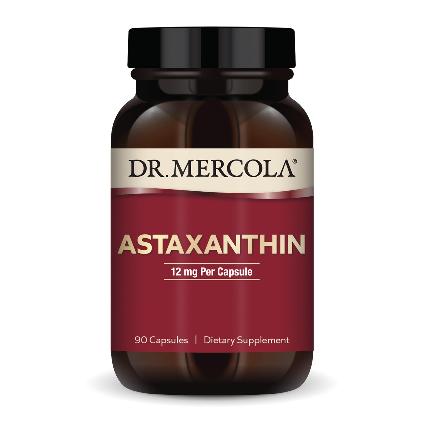 Dr. Mercola Organic Astaxanthin - 12 mg Astaxanthin - Powerful Antioxidant Support - Organic Microalgae Extract - Non-GMO, Gluten-Free & Soy-Free - 90 Capsules (90 Servings)